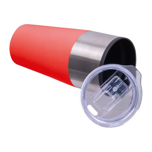 Termoszbögre műanyag belsővel, 600 ml (ø 8,8 x 19,3 cm, Piros)