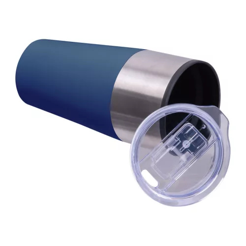 Termoszbögre műanyag belsővel, 600 ml (ø 8,8 x 19,3 cm, Sötétkék)