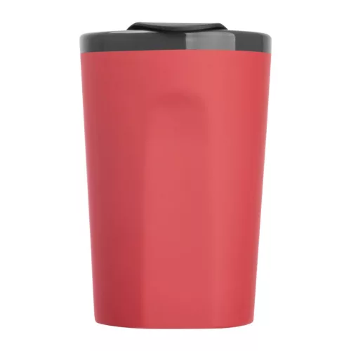 Gumírozott kerámia utazó pohár, 400 ml (ø 8,9 x 13,5 cm, Piros)
