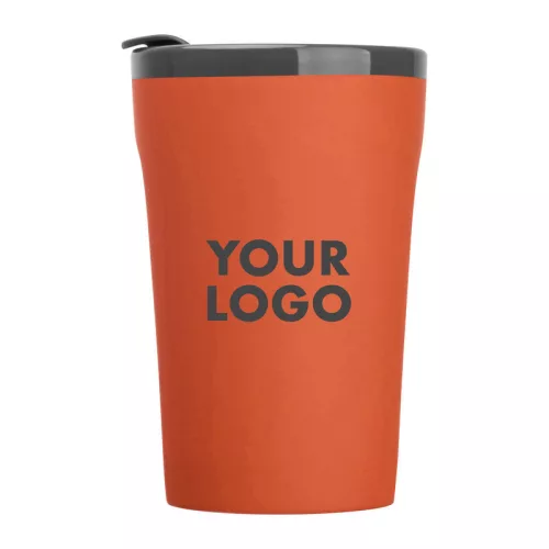 Gumírozott kerámia utazó pohár, 400 ml (ø 8,9 x 13,5 cm, Narancssárga)