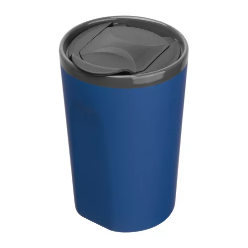 Gumírozott kerámia utazó pohár, 400 ml (ø 8,9 x 13,5 cm, Sötétkék)