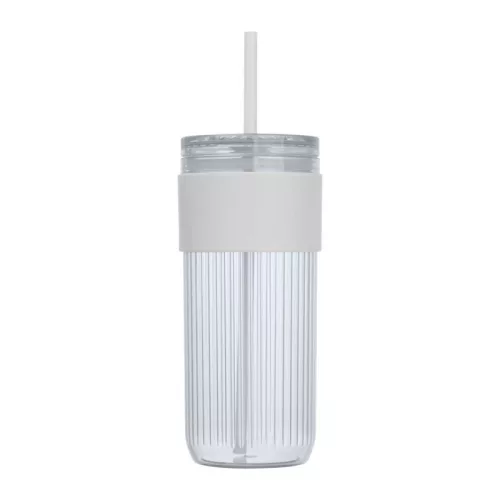 Műanyag pohár szívószállal, 660 ml (ø 8,2 x 19 cm, Fehér)