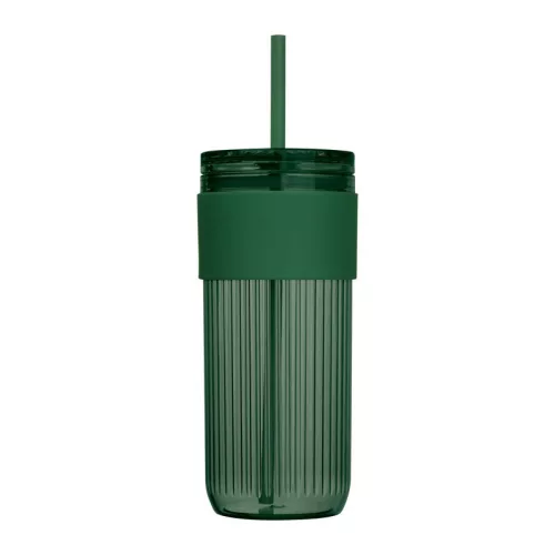 Műanyag pohár szívószállal, 660 ml (ø 8,2 x 19 cm, Zöld)