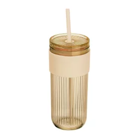   Műanyag pohár szívószállal, 660 ml (ø 8,2 x 19 cm, Bézs)