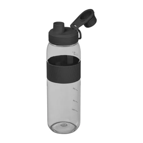 Tritán ivópalack szilikon gyűrűvel, 750 ml (ø 7 x 25 cm, Fekete)