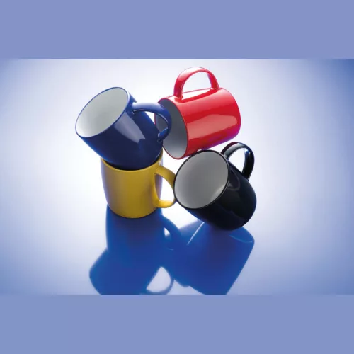 Porcelán bögre színes külsővel, 300 ml (ø 9 × 8,5 cm, Piros)