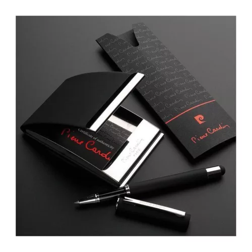 Névjegykártyatartó és rollertoll szett