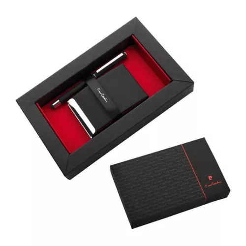 Névjegykártyatartó és rollertoll szett