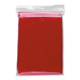 Műanyag kapucnis esőponcsó (Piros)