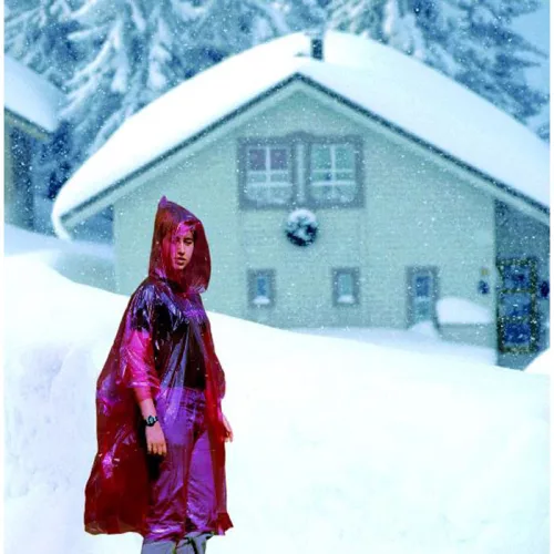 Műanyag kapucnis esőponcsó (Piros)