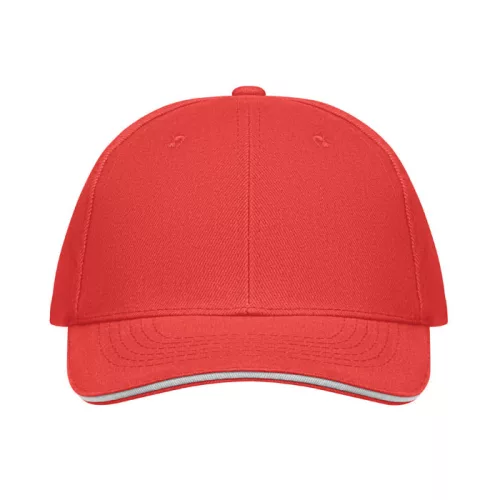 6 panel baseball sapka 260g/m² (Fehér/piros)