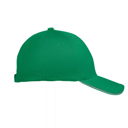 6 panel baseball sapka 260g/m² (Préri Zöld/fehér)