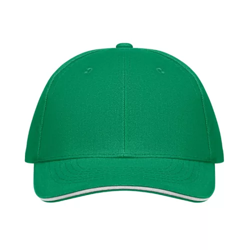 6 panel baseball sapka 260g/m² (Préri Zöld/fehér)