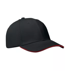 6 panel baseball sapka 260g/m² (Fekete/piros)