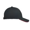 6 panel baseball sapka 260g/m² (Fekete/piros)