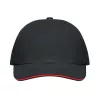 6 panel baseball sapka 260g/m² (Fekete/piros)