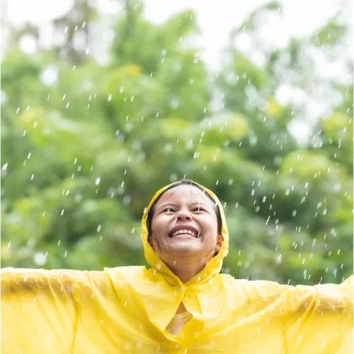 PEVA gyerek kapucnis esőkabát (Sárga)