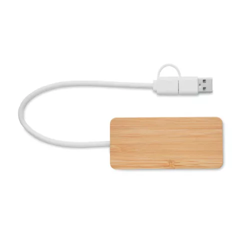 Bambusz 3 portos USB hub