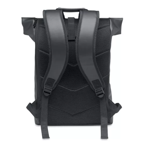 PU roll top laptop hátitáska (Fekete)