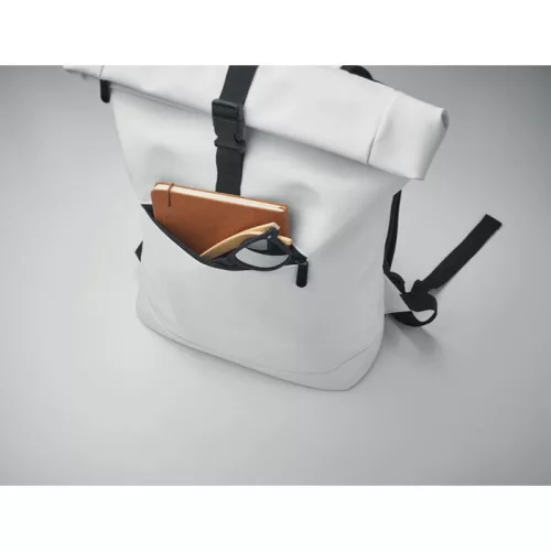 PU roll top laptop hátitáska (Fehér)