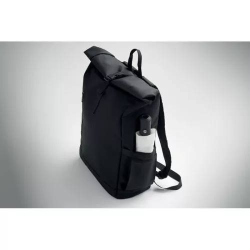 Rolltop laptop hátizsák 600D (Fekete)