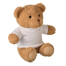 Plüss mackó pólóval 23 cm (Fehér)