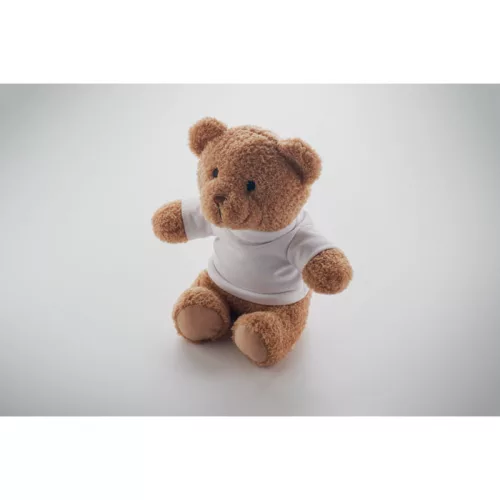 Plüss mackó pólóval 23 cm (Fehér)