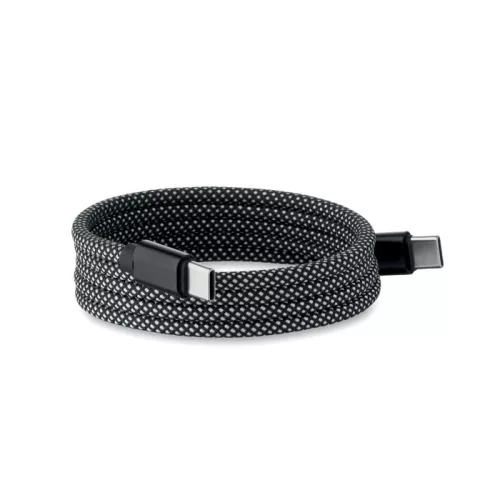 Fonott mágneses kábel RPET-ből (Fehér/fekete)