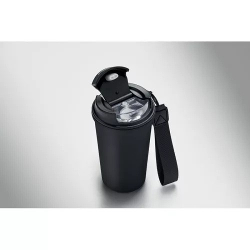 Újrahaszn. acél pohár 400ml (Fekete)