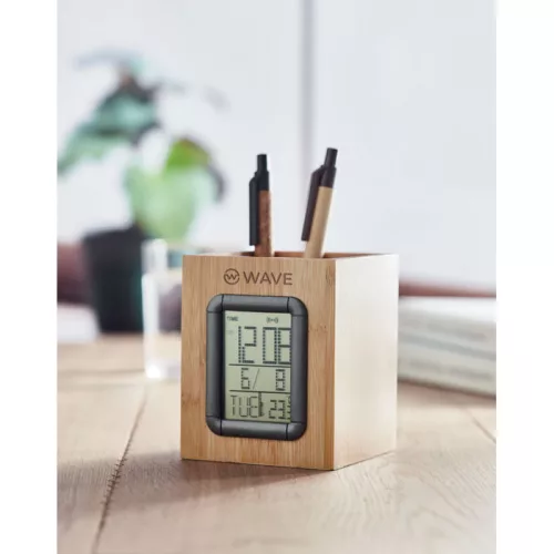 Bambusz tolltartó és LCD óra