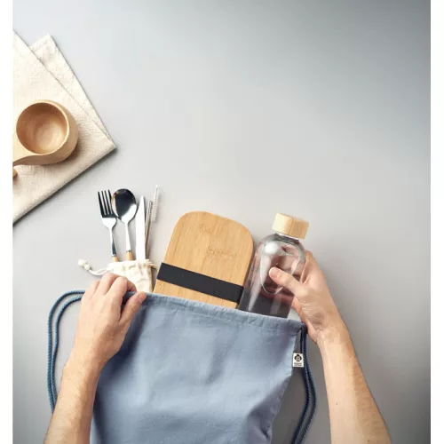 Biopamut húzózsinóros táska (Babakék)