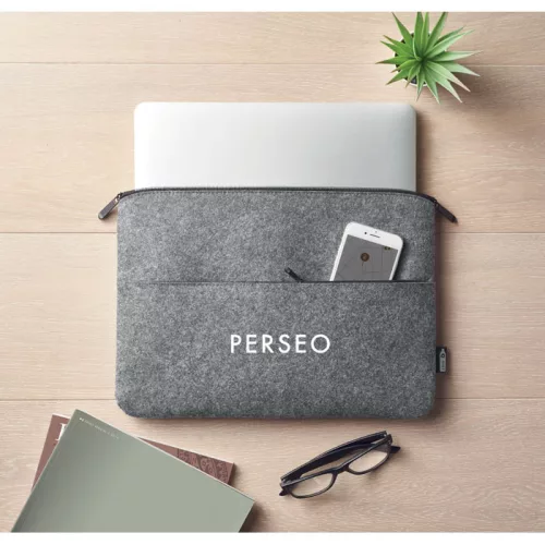 RPET filc cipzáras laptoptáska (Szürke)