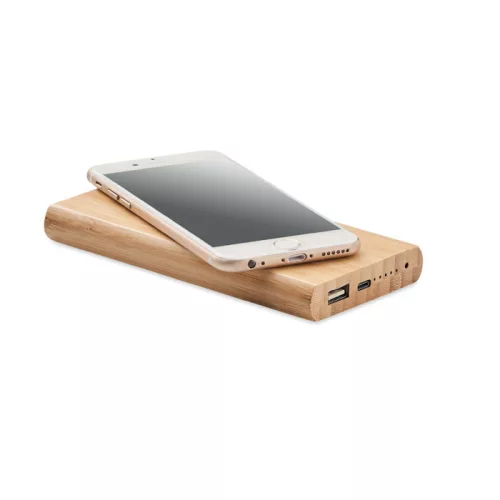 6000 mAh bambusz powerbank