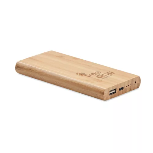 6000 mAh bambusz powerbank