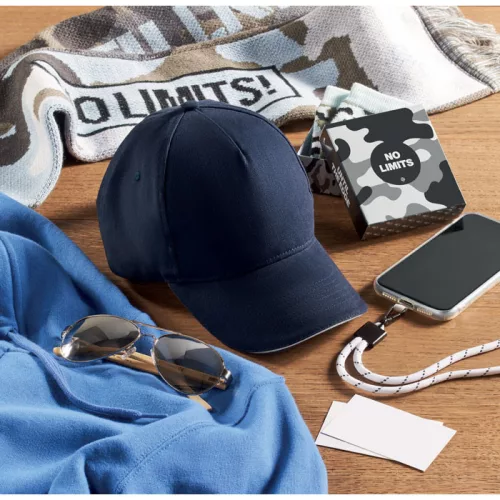 5 panel baseball sapka 260g/m² (Kék/Fehér)