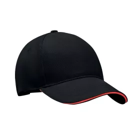 5 panel baseball sapka 260g/m² (Fekete/piros)