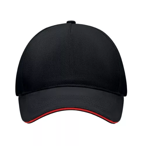 5 panel baseball sapka 260g/m² (Fekete/piros)