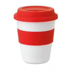 PP pohár szilikon fedél 350 ml (Piros)