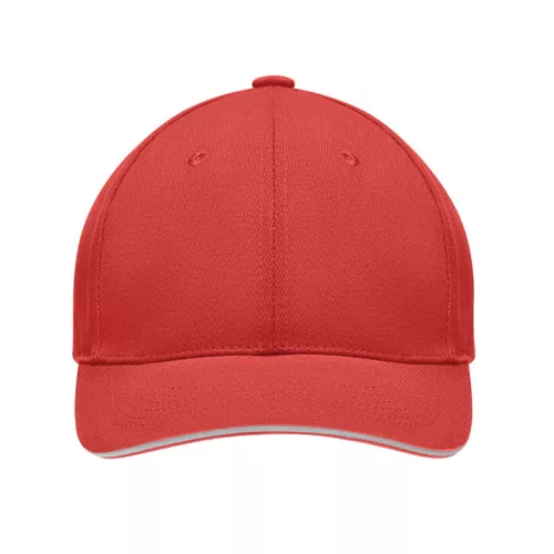 6 panel baseball sapka 270g/m² (Fehér/piros)