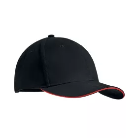 6 panel baseball sapka 270g/m² (Fekete/piros)
